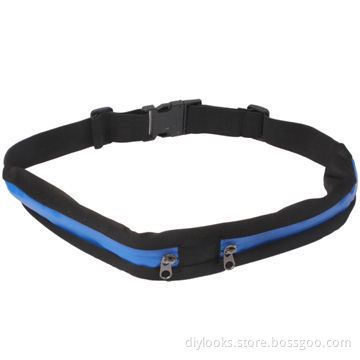 Sports Waterproof Elastic Waist Bag, Two Pockets Fanny Pack Zip Pouch